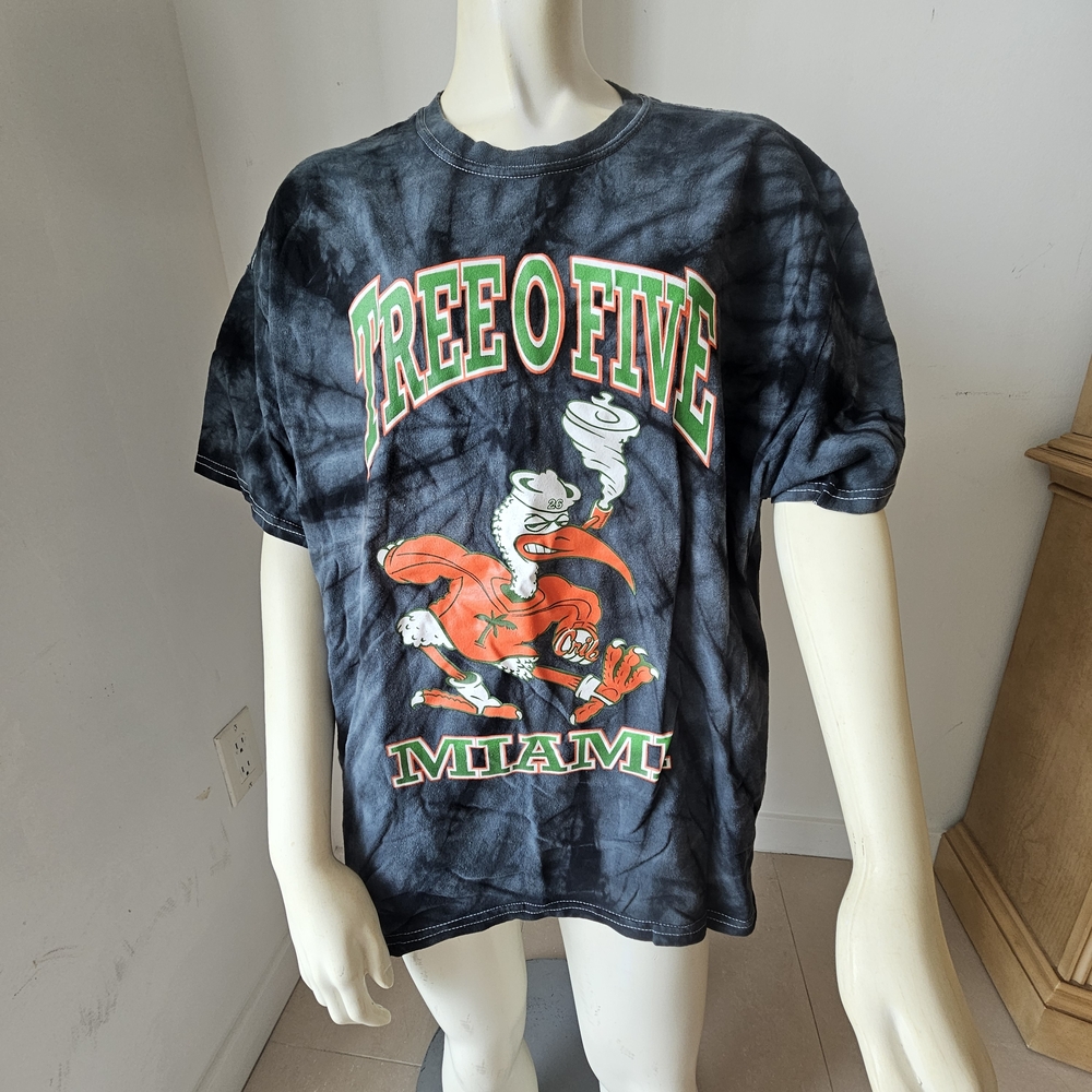 Miami Hurricanes T-Shirt Men's XL TreeOFive Print NCAA College Football Tied Dye
